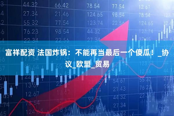 富祥配资 法国炸锅：不能再当最后一个傻瓜！_协议_欧盟_贸易