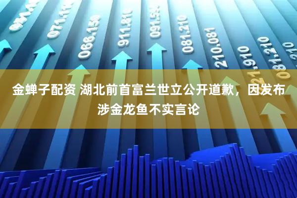 金蝉子配资 湖北前首富兰世立公开道歉，因发布涉金龙鱼不实言论